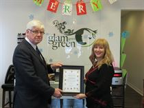 David congratulates Glam Goes Green, located in Bolton, on its Grand Opening