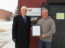 David congratulates Caledon Mountain Wildlife Supplies, located in Caledon Village, on its Grand Opening