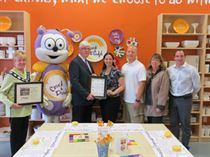David and members of Town of Caledon Council congratulate Crock A Doodle - Caledon on its Grand Opening on October 17, 2021
